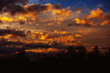 Beautiful sky twilight time sunset clouds orange blue yellow mood peace calm peaceful landscape