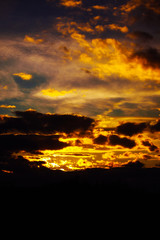 Fototapeta premium Beautiful sky twilight time sunset clouds orange blue yellow mood peace calm peaceful landscape