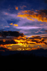 Beautiful sky twilight time sunset clouds orange blue yellow mood peace calm peaceful landscape