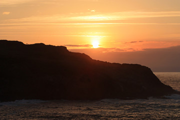 Obraz premium Bluff in sunset time, Cantabria, Spain