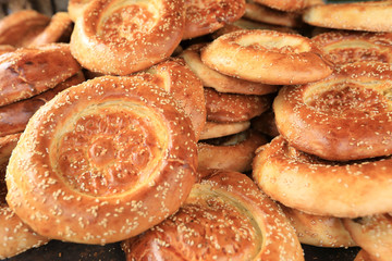 bunch of naan flat breads closeup