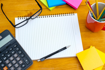 book top view Homework School notebook  ready for adding text or mockup