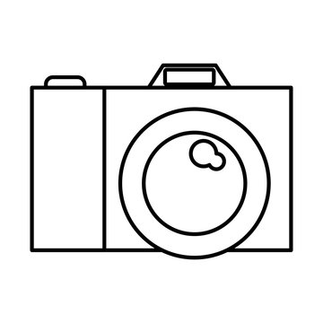 photo camera icon in black contour vector illustration