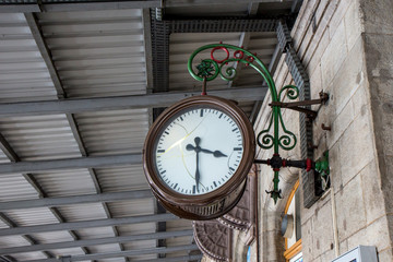 Fototapeta na wymiar Old Vintage Clock on a Train Station