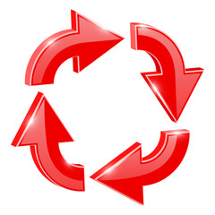 Red 3d arrows in circular motion