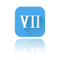 Blue icon with VII roman numeral. With reflection