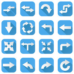 Arrows set. Collection of blue icons with web symbols