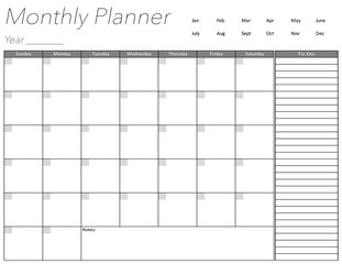 Blank Monthly Planner Page