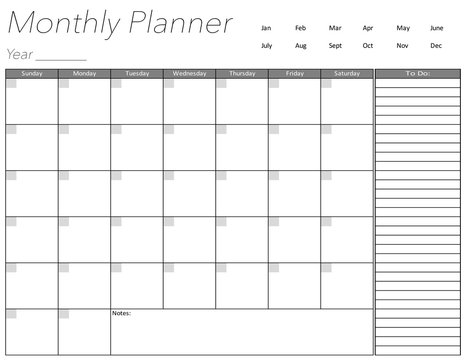 Blank Monthly Planner Page