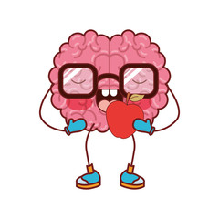 brain character expression apple mind intelligence neurology fun cartoon caricature comic graphic vector illustration