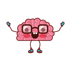 cartoon brain character expression mind intelligence neurology fun caricature comic graphic vector illustration