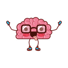 cartoon brain character expression mind intelligence neurology fun caricature comic graphic vector illustration