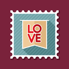 Flag with inscription Love stamp
