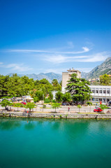 Fototapeta premium View on Kotor bay and mountains in old town Kotor, Montenegro.