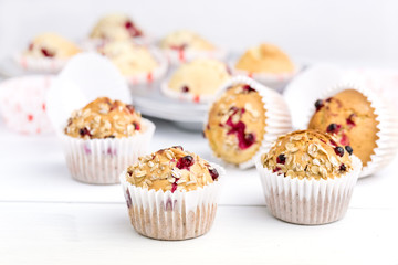 Freshly Baked Canberry Muffins on White Background Tasty Handmade Cupcakes