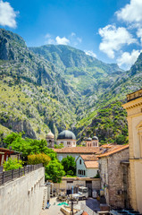 Fototapeta na wymiar Beautiful narrow streets of old town Kotor, Montenegro.