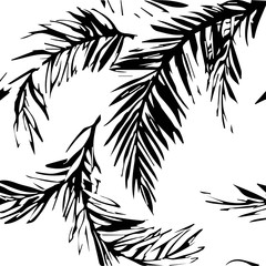 Leaf plant black and white