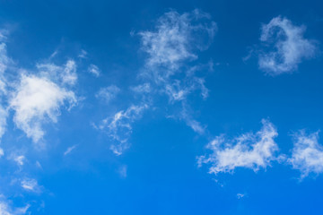 Blue sky background with tiny clouds. White fluffy clouds in the blue sky - 190774923