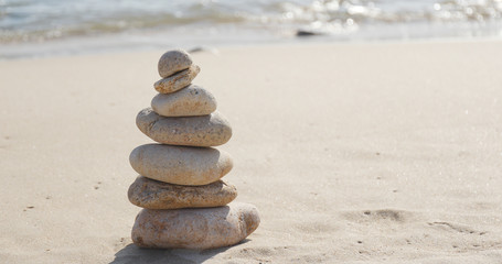 Fototapeta na wymiar Zen stones on a coast
