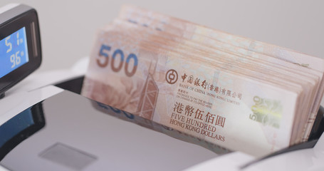 Banknotes in counting machine