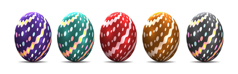 Luxury shiny colorful easter eggs vector graphic. Ostereier, Eier, Ostern, nebeneinander, farbig, bunt, gefärbte.