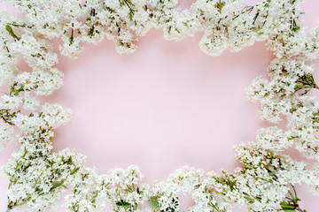 Fototapeta na wymiar Beautiful white lilac on a pink background
