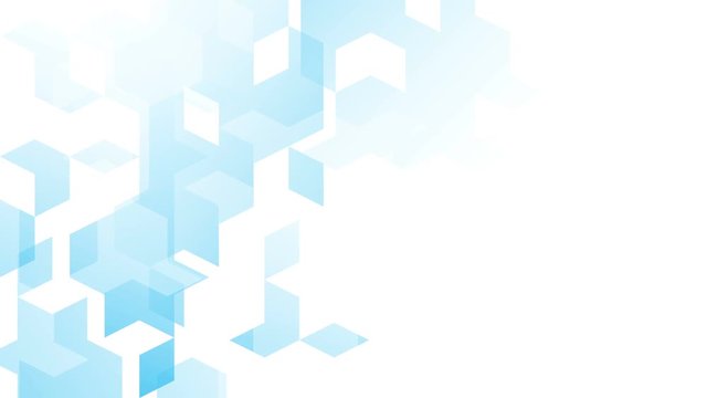 Abstract diamond square box pattern isometric design blue color animation 4K on white background  with copy space