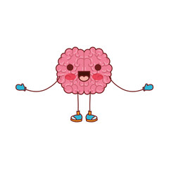  brain science cartoon character fun comic mind intelligence mental design creative think vector illustration