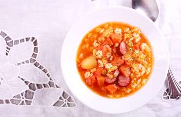 Small pasta and sausage soup