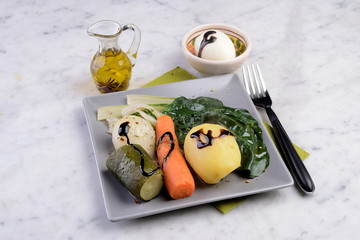 Vegetarian appetizer with vegetables and vegetables