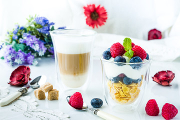 Healthy breakfast full of vitamins and probiotics