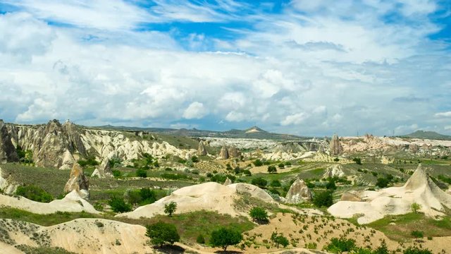 Timelapse with beautiful landscape of Cappadocia, Turkey.