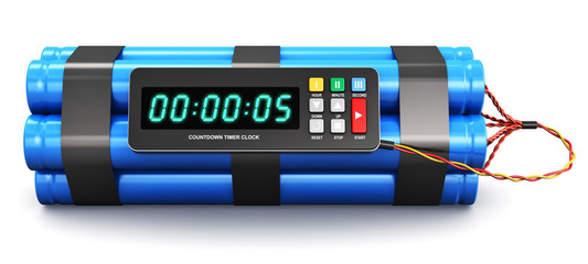 Time bomb with electronic timer clock