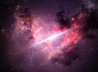 Pulsar or neutron star in the nebula. 3D illustration