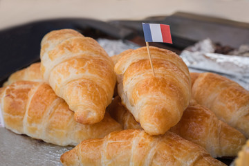 Croissants in pastry shop.