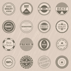 Premium quality and vintage labels. Set of round badges. Retro Vintage Design