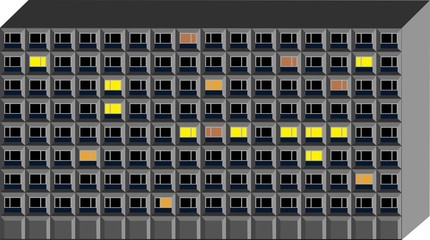 Apartment block with 16x8 windows