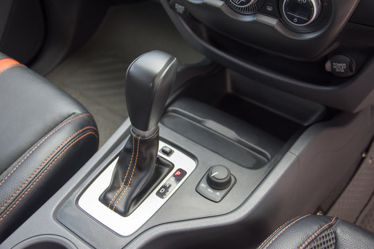 Automatic gear stick inside modern car