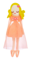Female doll isolated from white background.