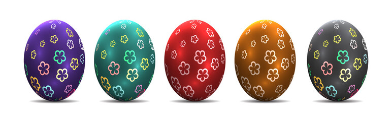 Luxury shiny colorful easter eggs vector graphic. Ostereier, Eier, Ostern, nebeneinander, farbig, bunt, gefärbte.