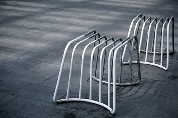 White Benches Made of Welded Steel Pipes