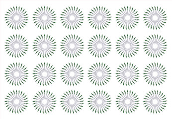 The texture of a set of white pens in the form of a circle. Isolated image