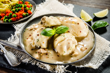 Chicken legs with boiled potatoes