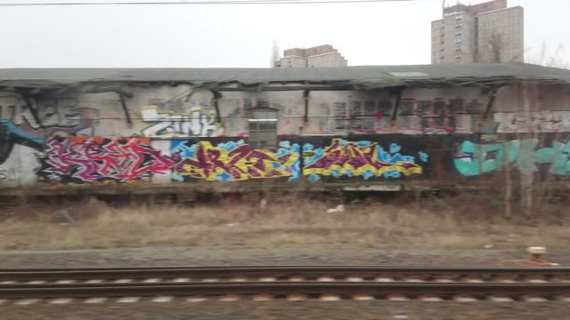 Berlin cityscape from train