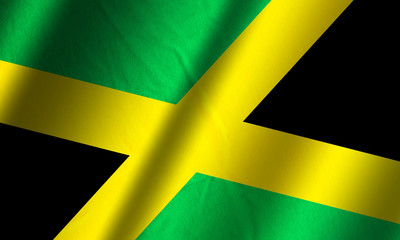 Authentic colorful textile flag of Jamaica