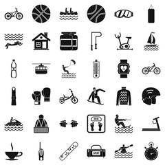 People health icons set, simple style
