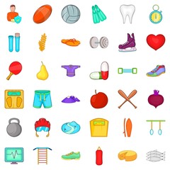 Health protection icons set, cartoon style