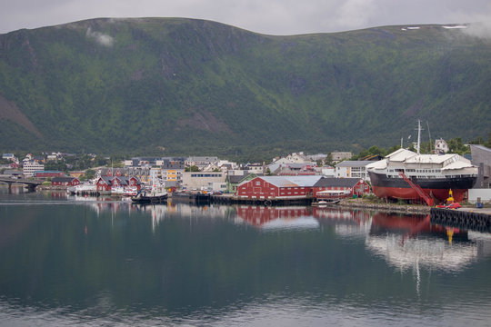 The city of Stokmarknes in Nordland county, Norway. 