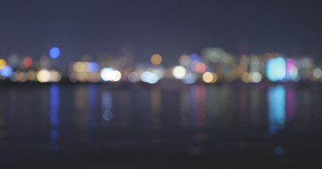 Fototapeta premium Blur view of sea at night