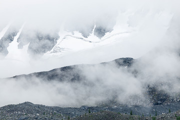 mount peak in a clouds and fog